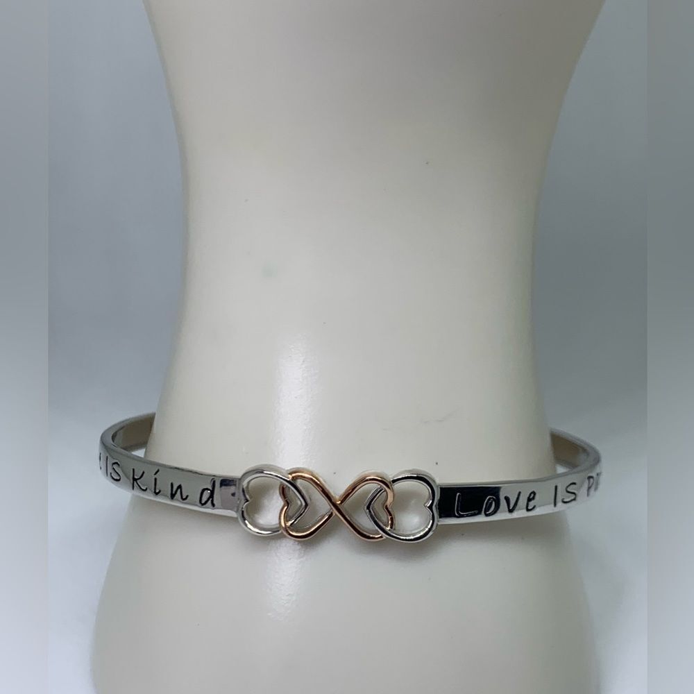 Two tone 925 Sterling Silver "Love Is Patient, Love Is Kind